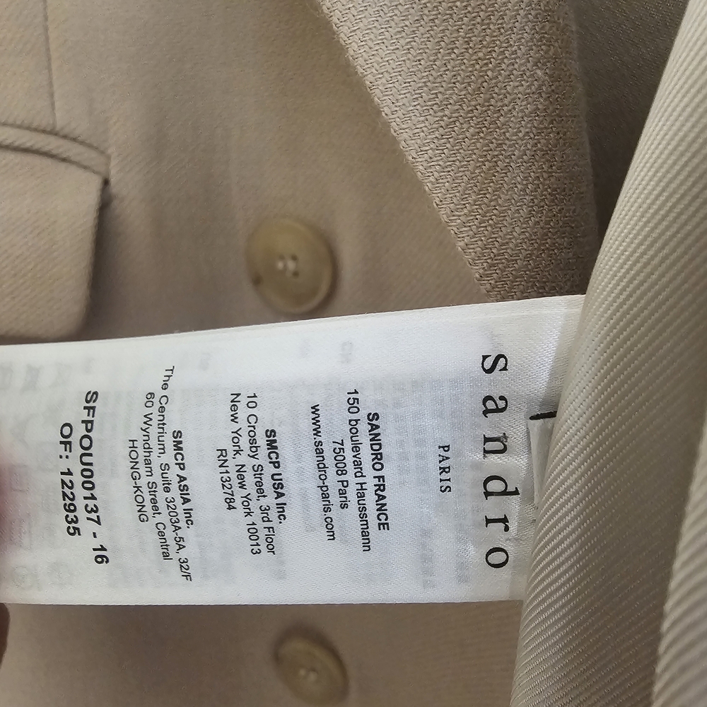 Sandro Beige Double-Breasted Coat - image 6